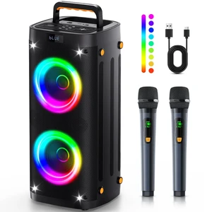 Party Speaker Bluetooth Wireless, Portable Karaoke Speaker with Microphone Outdoor Speakers Bluetooth with RGB Lights, 12H Playtime, TWS Pair, Large Bluetooth Speaker for Backyard, Camping, Home Party Party Speaker Bluetooth Wireless, Portable Karaoke Speaker with Microphone Outdoor Speakers Bluetooth with RGB Lights, 12H Playtime, TWS Pair, Large Bluetooth Speaker for Backyard, Camping, Home Party