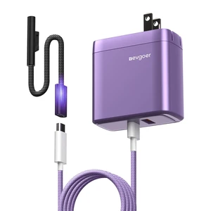 Surface Pro Charger, 65W Microsoft Surface Charger for 12/11/10/9/8/7/6/5/4/3/X, Compatible with Both Microsoft Book/Laptop/Tablet and All USB-C Deviece (Purple) Surface Pro Charger, 65W Microsoft Surface Charger for 12/11/10/9/8/7/6/5/4/3/X, Compatible with Both Microsoft Book/Laptop/Tablet and All USB-C Deviece (Purple)
