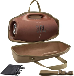 Hard Case for JBL Boombox 4 Portable Bluetooth Speaker, Brown Velvet Accessory Pouch, Integrated Handle Slot, Cable Organization, Shoulder Strap, Soft Velvet Lining, Secure Carrying Hard Case for JBL Boombox 4 Portable Bluetooth Speaker, Brown Velvet Accessory Pouch, Integrated Handle Slot, Cable Organization, Shoulder Strap, Soft Velvet Lining, Secure Carrying