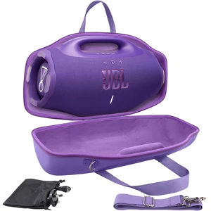 Hard Case for JBL Boombox 4 Portable Bluetooth Speaker, Purple Velvet Accessory Pouch, Integrated Handle Slot, Cable Organization, Shoulder Strap, Soft Velvet Lining, Secure Carrying Hard Case for JBL Boombox 4 Portable Bluetooth Speaker, Purple Velvet Accessory Pouch, Integrated Handle Slot, Cable Organization, Shoulder Strap, Soft Velvet Lining, Secure Carrying