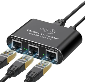 Ethernet Splitter 1 to 3 Mini 1000Mbps Gigabit Internet Switch 1 in 3 Out LAN and RJ45 Port Splitter High Speed Network Adapter for 5/5e/6/7/8 with USB c Power Cable Ethernet Splitter 1 to 3 Mini 1000Mbps Gigabit Internet Switch 1 in 3 Out LAN and RJ45 Port Splitter High Speed Network Adapter for 5/5e/6/7/8 with USB c Power Cable