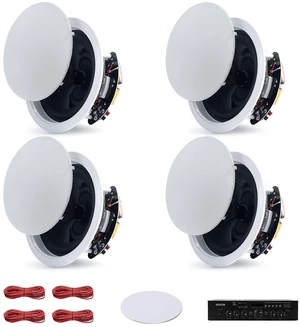 Bluetooth Ceiling Speakers, 6.5", in Ceiling & in-Wall Speaker System with Amplifier, 2-Way, for Damp and Humid Placement, Home Theater, Covered Outdoor Patio and Flush Mount Wired, 4 Speakers Bluetooth Ceiling Speakers, 6.5", in Ceiling & in-Wall Speaker System with Amplifier, 2-Way, for Damp and Humid Placement, Home Theater, Covered Outdoor Patio and Flush Mount Wired, 4 Speakers