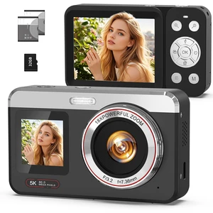Digital Camera, 5K 80MP Dual Screen, Auto Focus for Beginners Teens Point and Shoot Camera with 18X Zoom, 32GB Card & 2 Batteries, Great Travel Vlogging Camera for YouTube, Black Digital Camera, 5K 80MP Dual Screen, Auto Focus for Beginners Teens Point and Shoot Camera with 18X Zoom, 32GB Card & 2 Batteries, Great Travel Vlogging Camera for YouTube, Black