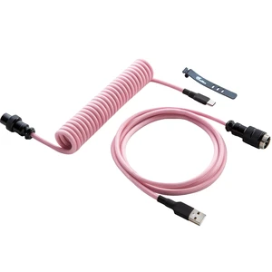 Pro Custom Coiled USB C Cable for Gaming Keyboard, Double-Sleeved Mechanical Keyboard Cable with Detachable Metal Aviator, 1.5M USB-C to USB-A, Black Pink Pro Custom Coiled USB C Cable for Gaming Keyboard, Double-Sleeved Mechanical Keyboard Cable with Detachable Metal Aviator, 1.5M USB-C to USB-A, Black Pink