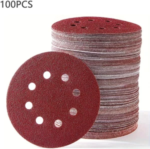 100pcs 5-inch 8-Hole Discs Sandpaper, Hook and Loop Sandpaper for Random Orbital Sander 100pcs 5-inch 8-Hole Discs Sandpaper, Hook and Loop Sandpaper for Random Orbital Sander