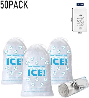 8 LB Disposable Drawstring Ice Bags, 28×48cm Heavy Duty Clear Plastic Ice Storage Bags, 50 Count Leak-Proof Ice Bags for Freezer, Parties & Home Use 8 LB Disposable Drawstring Ice Bags, 28×48cm Heavy Duty Clear Plastic Ice Storage Bags, 50 Count Leak-Proof Ice Bags for Freezer, Parties & Home Use