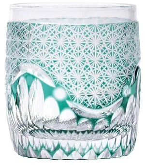 Edo Kiriko Luxury Crystal Whiskey Glass Hand Cut To Clear Green 9oz Gift Packing Edo Kiriko Luxury Crystal Whiskey Glass Hand Cut To Clear Green 9oz Gift Packing