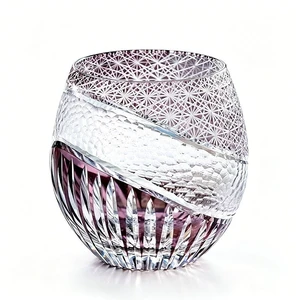 Edo Kiriko Crystal Whiskey Glass 11 oz Hand-Cut Japanese Cocktail Tumbler Purple Edo Kiriko Crystal Whiskey Glass 11 oz Hand-Cut Japanese Cocktail Tumbler Purple