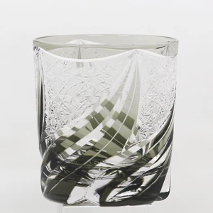 8.5oz Hand Cut Gray Flame Crystal Glass Whiskey Glasses Tumbler Kiriko Drinkware 8.5oz Hand Cut Gray Flame Crystal Glass Whiskey Glasses Tumbler Kiriko Drinkware