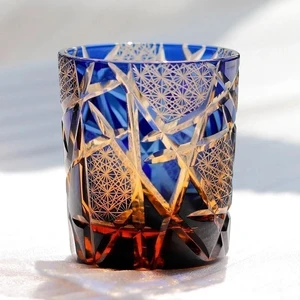Luxury Hand-made Whisky Brandy Crystal Amber Cut Glass Tumbler Byzantine Style Luxury Hand-made Whisky Brandy Crystal Amber Cut Glass Tumbler Byzantine Style