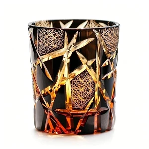 Luxury Hand-made Whisky Brandy Crystal Amber Cut Glass Tumbler Byzantine Style Luxury Hand-made Whisky Brandy Crystal Amber Cut Glass Tumbler Byzantine Style