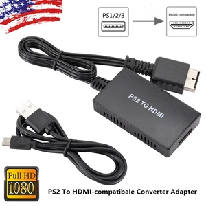 PS2 to HDMI Adapter, HDMI Converter for PlayStation 1/ 2/ 3 Console,Supports All PS2 Display Modes Link to HDTV with 1080P Switch HD Video Output PS2 to HDMI Adapter, HDMI Converter for PlayStation 1/ 2/ 3 Console,Supports All PS2 Display Modes Link to HDTV with 1080P Switch HD Video Output