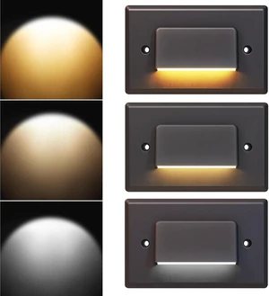 3-Pack 120V LED Step Lights, Dimmable 2.5W Indoor Outdoor Stair Light, 150lm Landscape Lighting 3CCT Selectable 3000K-5000K, IP65 Waterproof Stairway Lighting, Oil Rubbed Bronze 3-Pack 120V LED Step Lights, Dimmable 2.5W Indoor Outdoor Stair Light, 150lm Landscape Lighting 3CCT Selectable 3000K-5000K, IP65 Waterproof Stairway Lighting, Oil Rubbed Bronze