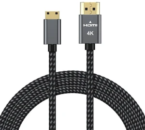 6.6ft Mini HDMI to HDMI Cable Adapter Converter 4K UHD High Speed HD HDMI A to Mini C Braided, 60Hz HDR Ready 6.6ft Mini HDMI to HDMI Cable Adapter Converter 4K UHD High Speed HD HDMI A to Mini C Braided, 60Hz HDR Ready