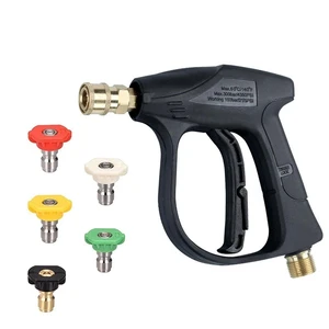 1/4-in Brass High-Pressure Wash Gun with Quick Connect, 5-Color Multi-Angle Sprayer Nozzle, Handheld Grip, Trigger Lock Functional Car Washer Cleaner for Outdoor All-Seasons Versatile Cleaning 1/4-in Brass High-Pressure Wash Gun with Quick Connect, 5-Color Multi-Angle Sprayer Nozzle, Handheld Grip, Trigger Lock Functional Car Washer Cleaner for Outdoor All-Seasons Versatile Cleaning