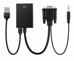VGA to HDMI Converter Cable 1080P HD Adapter with 3.5mm Audio Cable for HDTV PC Laptop TV, Black VGA to HDMI Converter Cable 1080P HD Adapter with 3.5mm Audio Cable for HDTV PC Laptop TV, Black