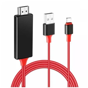 HDMI HD Cable, 6.6ft Hdtv Mirroring Cable Adapter for iPhone Digital AV Adapter 1080P HD Video Sync Screen Connector iPhone to HDMI for TV Projector Monitor
