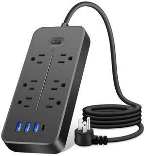 6 AC Outlets Surge Protector Power Strip 3 USB A 1 Type C 3.94FT Cord Fireproof Extension Cord for Home Office Dorm Room Gaming, Black 6 AC Outlets Surge Protector Power Strip 3 USB A 1 Type C 3.94FT Cord Fireproof Extension Cord for Home Office Dorm Room Gaming, Black