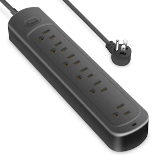 4Ft Surge Protector Power Strip with 6 Outlets, Flat Plug Extension Cord with Multiple Outlets for Home, Office, Dorm Essentials, 1700 Joules, ETL Listed, Black 4Ft Surge Protector Power Strip with 6 Outlets, Flat Plug Extension Cord with Multiple Outlets for Home, Office, Dorm Essentials, 1700 Joules, ETL Listed, Black