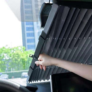 Retractable Windshield Sun Shade, 27.6"×60" Sunshade Protector Blocks 99% UV Rays to Keep Your Car Cool, Front Windshield Sunshade Cover for Most Vehicles, Car Accessories (25.6"x55") Retractable Windshield Sun Shade, 27.6"×60" Sunshade Protector Blocks 99% UV Rays to Keep Your Car Cool, Front Windshield Sunshade Cover for Most Vehicles, Car Accessories (25.6"x55")