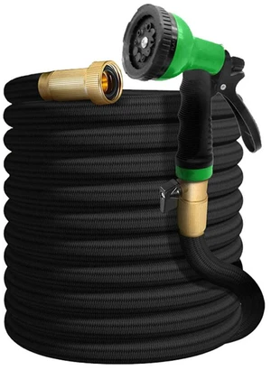50ft Garden Hose with 10 Function Nozzle, Expandable, Lightweight & No-Kink, 3/4 inch Solid Brass Connectors, No-Burst Design for Watering, Washing Car, Black 50ft Garden Hose with 10 Function Nozzle, Expandable, Lightweight & No-Kink, 3/4 inch Solid Brass Connectors, No-Burst Design for Watering, Washing Car, Black
