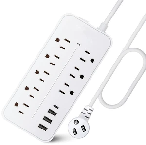 12-in-1 Surge Protector Power Strip, Lightning & Overload Protection, 10 AC Outlets + 4 USB Ports , 3.94ft (1.2M) 3-Prong Extension Cord, Wall-Mountable Charging Station for Home 12-in-1 Surge Protector Power Strip, Lightning & Overload Protection, 10 AC Outlets + 4 USB Ports , 3.94ft (1.2M) 3-Prong Extension Cord, Wall-Mountable Charging Station for Home