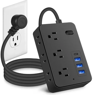 Surge Protector Power Strip 6 AC Outlet 3 USB-A 1 USB-C Portable Travel Extension Cord 3.9FT Flat Plug Surge Protector Power Strip 6 AC Outlet 3 USB-A 1 USB-C Portable Travel Extension Cord 3.9FT Flat Plug