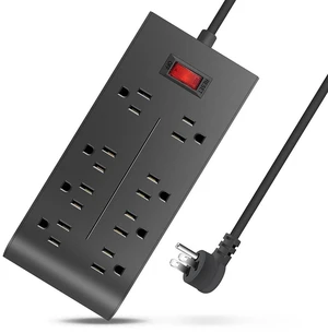 Surge Protector Power Strip, 8 WideSpaced AC Outlets, Flat Plug Cord, WideSpaced Sockets Adapter, FlameResistant PC Housing, MultiSafety Protection, for Home, Office and DormRoom Charging Surge Protector Power Strip, 8 WideSpaced AC Outlets, Flat Plug Cord, WideSpaced Sockets Adapter, FlameResistant PC Housing, MultiSafety Protection, for Home, Office and DormRoom Charging