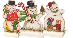 Vintage Christmas Stand Up Set, Set of 3, Retro Snowmen, 3 Piece, 32297 Vintage Christmas Stand Up Set, Set of 3, Retro Snowmen, 3 Piece, 32297