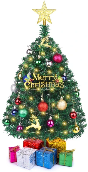 Small Mini Christmas Tree with Lights, 2 Ft Little Table Top Christmas Tree | 24 Inch Artificial Tabletop Christmas Tree Decoration with Star Tree Topper, Ball Ornaments, Little DIY Xmas Tree for Kids Small Mini Christmas Tree with Lights, 2 Ft Little Table Top Christmas Tree | 24 Inch Artificial Tabletop Christmas Tree Decoration with Star Tree Topper, Ball Ornaments, Little DIY Xmas Tree for Kids