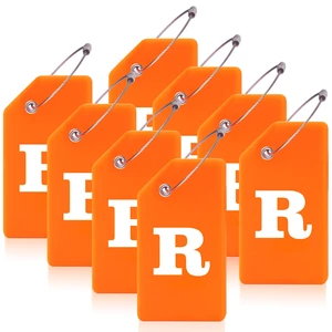 8 Pack Initial Luggage Tags for Suitcases Airplane Travel Essentials | 26 Initial Letter Baggage Identification Labels ID Tag Fully Bendable Tags with Stainless Steel Loop (Letter R, Orange) 8 Pack Initial Luggage Tags for Suitcases Airplane Travel Essentials | 26 Initial Letter Baggage Identification Labels ID Tag Fully Bendable Tags with Stainless Steel Loop (Letter R, Orange)