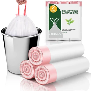 2 Gallon Small Trash-Bags Drawstring Bathroom - White Mini Garbage Bags 60 Count Plastic Unscented 7.5L Tiny Waste Basket Liners Kitchen Office Car Strong Thick Bulk 2 Gallon Small Trash-Bags Drawstring Bathroom - White Mini Garbage Bags 60 Count Plastic Unscented 7.5L Tiny Waste Basket Liners Kitchen Office Car Strong Thick Bulk