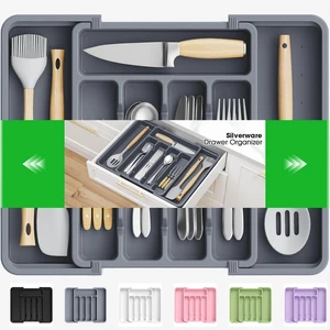 Silverware OrganizerAdjustable & Expandable Drawer Organizer | Utensil Drawer Organizer, BPA Free Utensil Holder, Cutlery Tray for Forks, Spoons, Knives in Kitchen, Medium, Grey Silverware OrganizerAdjustable & Expandable Drawer Organizer | Utensil Drawer Organizer, BPA Free Utensil Holder, Cutlery Tray for Forks, Spoons, Knives in Kitchen, Medium, Grey