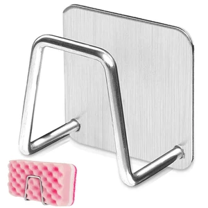 Stainless Steel Sponge Holder for Kitchen Sink, Rust-Resistant | Adhesive Kitchen Sink Sponge Holder; Holds Sponges, Brushes, Lids; Sticks to Tile, Glass, Ceramic, Metal; 1.85" Drain Stainless Steel Sponge Holder for Kitchen Sink, Rust-Resistant | Adhesive Kitchen Sink Sponge Holder; Holds Sponges, Brushes, Lids; Sticks to Tile, Glass, Ceramic, Metal; 1.85" Drain