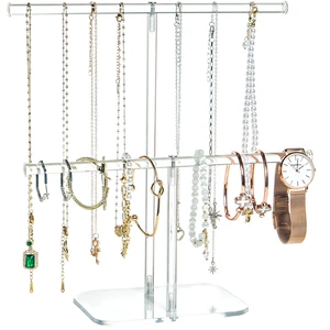 Premium Jewelry Stand , Solid Clear 2-Tier Acrylic Jewelry Organizer Stand & Bracelet holder Stand for Necklace Display, Ring & Watch Display Premium Jewelry Stand , Solid Clear 2-Tier Acrylic Jewelry Organizer Stand & Bracelet holder Stand for Necklace Display, Ring & Watch Display
