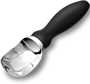 Ice Cream Scoop Stainless Steel with Comfortable Handle, Ice Cream Scooper Heavy Duty, Ice Cream Spade Great for Spooning Frozen Hard Gelato and Sorbet, Cookie Dough, Melon, Black Ice Cream Scoop Stainless Steel with Comfortable Handle, Ice Cream Scooper Heavy Duty, Ice Cream Spade Great for Spooning Frozen Hard Gelato and Sorbet, Cookie Dough, Melon, Black