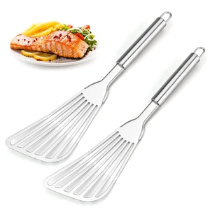 2-Piece Premium Fish Spatula Set, Big Size Stainless Steel, Thickness Blade Turner for Cooking, Flipping, Frying and Grilling 2-Piece Premium Fish Spatula Set, Big Size Stainless Steel, Thickness Blade Turner for Cooking, Flipping, Frying and Grilling