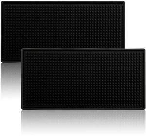 2 Pack Rubber Bar Mats, Non-Slip 12 x 6 Inch Black Bar Service Spill Mat for Glassware, Dish Cocktail Drying Mat for Countertop, Bar, Restaurant, Kitchen, Coffee Shop 2 Pack Rubber Bar Mats, Non-Slip 12 x 6 Inch Black Bar Service Spill Mat for Glassware, Dish Cocktail Drying Mat for Countertop, Bar, Restaurant, Kitchen, Coffee Shop