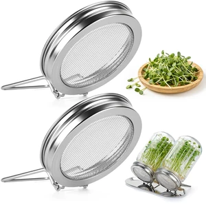 2 Pcs Sprouting Lids for Wide Mouth Mason Jars, Stainless Steel | Reusable Sprouting Jar Lids Kit with Built-In Stand, Broccoli Seeds Sprouts Growing Kit for Organic Alfalfa & Mung Bean 2 Pcs Sprouting Lids for Wide Mouth Mason Jars, Stainless Steel | Reusable Sprouting Jar Lids Kit with Built-In Stand, Broccoli Seeds Sprouts Growing Kit for Organic Alfalfa & Mung Bean
