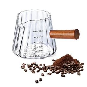 Espresso Cups with Wood Handle, 6 Oz Glass Espresso Measuring Cup | Espresso Accessories Barista Tools, Practical Espresso Cup with V-Shaped Spout for Coffee, Milk, Tea & Maple Syrup Serving Espresso Cups with Wood Handle, 6 Oz Glass Espresso Measuring Cup | Espresso Accessories Barista Tools, Practical Espresso Cup with V-Shaped Spout for Coffee, Milk, Tea & Maple Syrup Serving