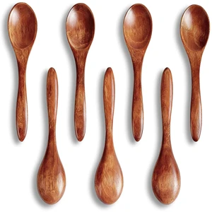 7 PCS Wooden Spoons for Eating, 5.7 Inch Small Wooden Spoons Set | Wood Honey Spoons, Hardwood Tablespoons for Tea, Coffee, Soup, Jam, Spices, Ice Cream 7 PCS Wooden Spoons for Eating, 5.7 Inch Small Wooden Spoons Set | Wood Honey Spoons, Hardwood Tablespoons for Tea, Coffee, Soup, Jam, Spices, Ice Cream