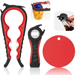 Jar Opener Set for Seniors, Arthritis, Weak Hands (Red&Black) | 6-in-1 Adjustable Jar Opener Can Opener, 4-in-1 Bottle Opener Lid Opener & Rubber Jar Gripper, Multifunctional Kitchen Gadget Jar Opener Set for Seniors, Arthritis, Weak Hands (Red&Black) | 6-in-1 Adjustable Jar Opener Can Opener, 4-in-1 Bottle Opener Lid Opener & Rubber Jar Gripper, Multifunctional Kitchen Gadget