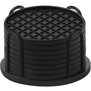 Silicone Coasters Set of 8 with Holder, 4 Inch Non-Slip Waterproof Heat Resistant Drink Mats for Coffee Table, Desk, Kitchen, Bar, Outdoor Patio (Black, 8 PCS) Silicone Coasters Set of 8 with Holder, 4 Inch Non-Slip Waterproof Heat Resistant Drink Mats for Coffee Table, Desk, Kitchen, Bar, Outdoor Patio (Black, 8 PCS)