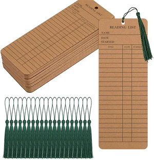 100 Pcs,50 Elegant Reading List Bookmarks with 50 Dark Green Tassels, 3x8 Inch Cardstock Book Tracker & Reading Log for Book Lovers, Students, Teachers, Graduation Gifts & Back-to-School Supplie 100 Pcs,50 Elegant Reading List Bookmarks with 50 Dark Green Tassels, 3x8 Inch Cardstock Book Tracker & Reading Log for Book Lovers, Students, Teachers, Graduation Gifts & Back-to-School Supplie