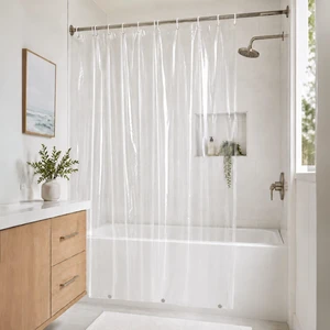 Clear Shower Curtain Liner 72 x 72 Inches, Waterproof PEVA Shower Liner with 3 Weighted Magnets, 12 Rustproof Metal Grommets & 12 Shower Hooks, Easy Clean Clear Shower Curtain Liner 72 x 72 Inches, Waterproof PEVA Shower Liner with 3 Weighted Magnets, 12 Rustproof Metal Grommets & 12 Shower Hooks, Easy Clean