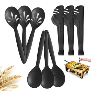 Reusable Plastic Serving Utensils Set of 9, Wheat straw Large Serving set 10" Serving Spoons/10" Slotted Spoons/9.4" Tongs, for Party Buffet Catering (Black, Not for Cooking) Reusable Plastic Serving Utensils Set of 9, Wheat straw Large Serving set 10" Serving Spoons/10" Slotted Spoons/9.4" Tongs, for Party Buffet Catering (Black, Not for Cooking)
