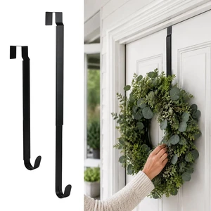 Adjustable Wreath Hanger for Front Door, 14-24 Inch Ultra Thin Hook Heavy Duty Wreath Holder Supports up to 22 lbs,Black Adjustable Wreath Hanger for Front Door, 14-24 Inch Ultra Thin Hook Heavy Duty Wreath Holder Supports up to 22 lbs,Black