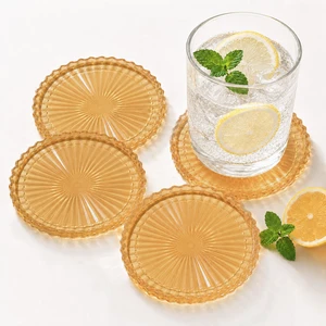 Silicone Drink Coasters Set of 4, Outdoor Coasters Light-Play | Prevents Condensation&Spills, Non-Slip, Reusable&Easy Clean, Elegant Modern Home Decor, Striped Design, Amber Silicone Drink Coasters Set of 4, Outdoor Coasters Light-Play | Prevents Condensation&Spills, Non-Slip, Reusable&Easy Clean, Elegant Modern Home Decor, Striped Design, Amber