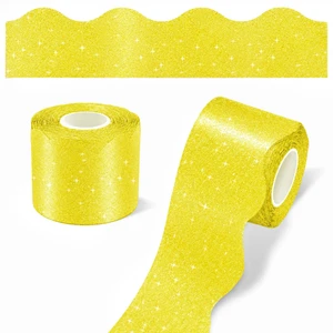 70Ft Shine Scalloped Bulletin Board Border- Yellow Bulletin Board Border, Shiny Yellow Trim Decorative Roll for Classroom, School, Office, Home 70Ft Shine Scalloped Bulletin Board Border- Yellow Bulletin Board Border, Shiny Yellow Trim Decorative Roll for Classroom, School, Office, Home