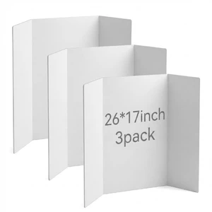 Trifold Poster Board, 26 x 17 Inch, 3 Pack White Corrugated Project Boards for Science Fairs, School Projects, Event Displays, Business Presentations Trifold Poster Board, 26 x 17 Inch, 3 Pack White Corrugated Project Boards for Science Fairs, School Projects, Event Displays, Business Presentations